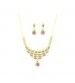 Necklace Set with Earrings, Gold Base Studded with White and Pink American Diamond, ZZP-CV-63347, Fashion Jewelry